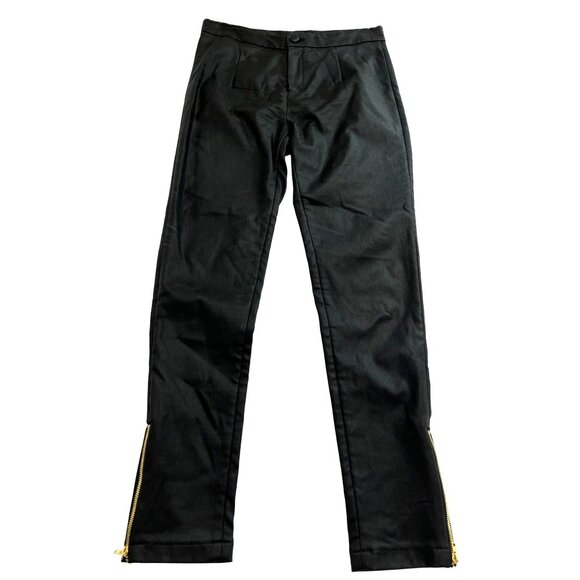 Retrofete Lara Faux Leather Ankle Zip Pants in Black - Picture 1 of 5